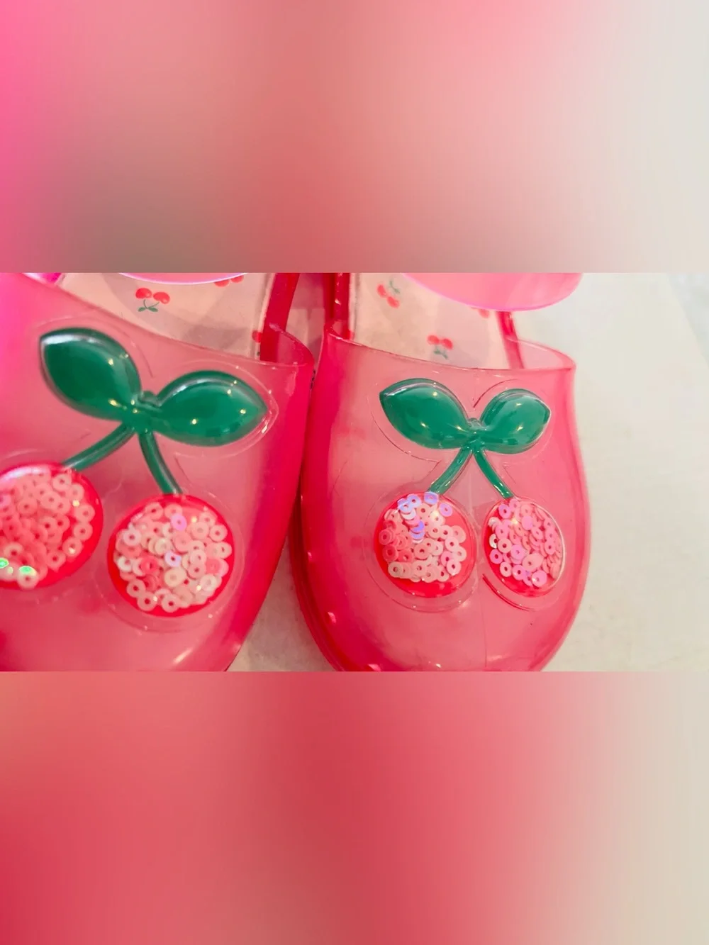 Cat & Jack Girls' Pink Cherry Jelly Sandals size 10 girls